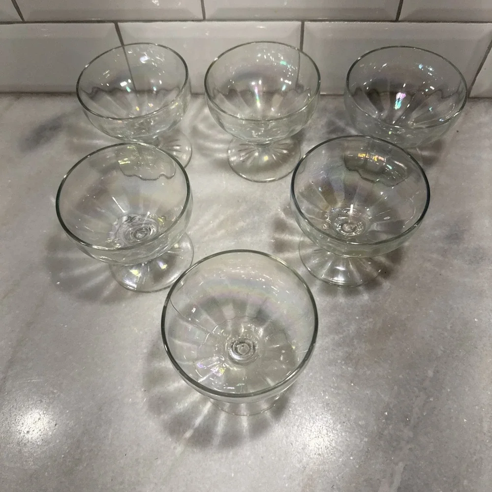 Vintage Coupe Cocktail Cut/Etched Glass‎ Stemware, Champagne Short stem (6)